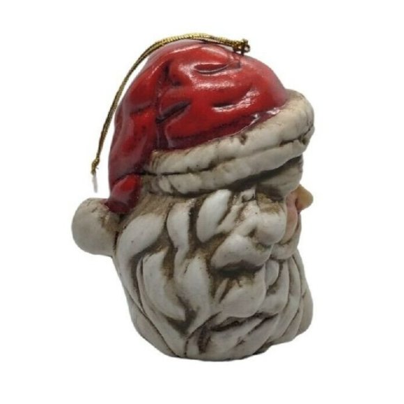 Vintage Santa Claus Head Porcelain Christmas Tree Ornament 3 in Hanging - Picture 2 of 6